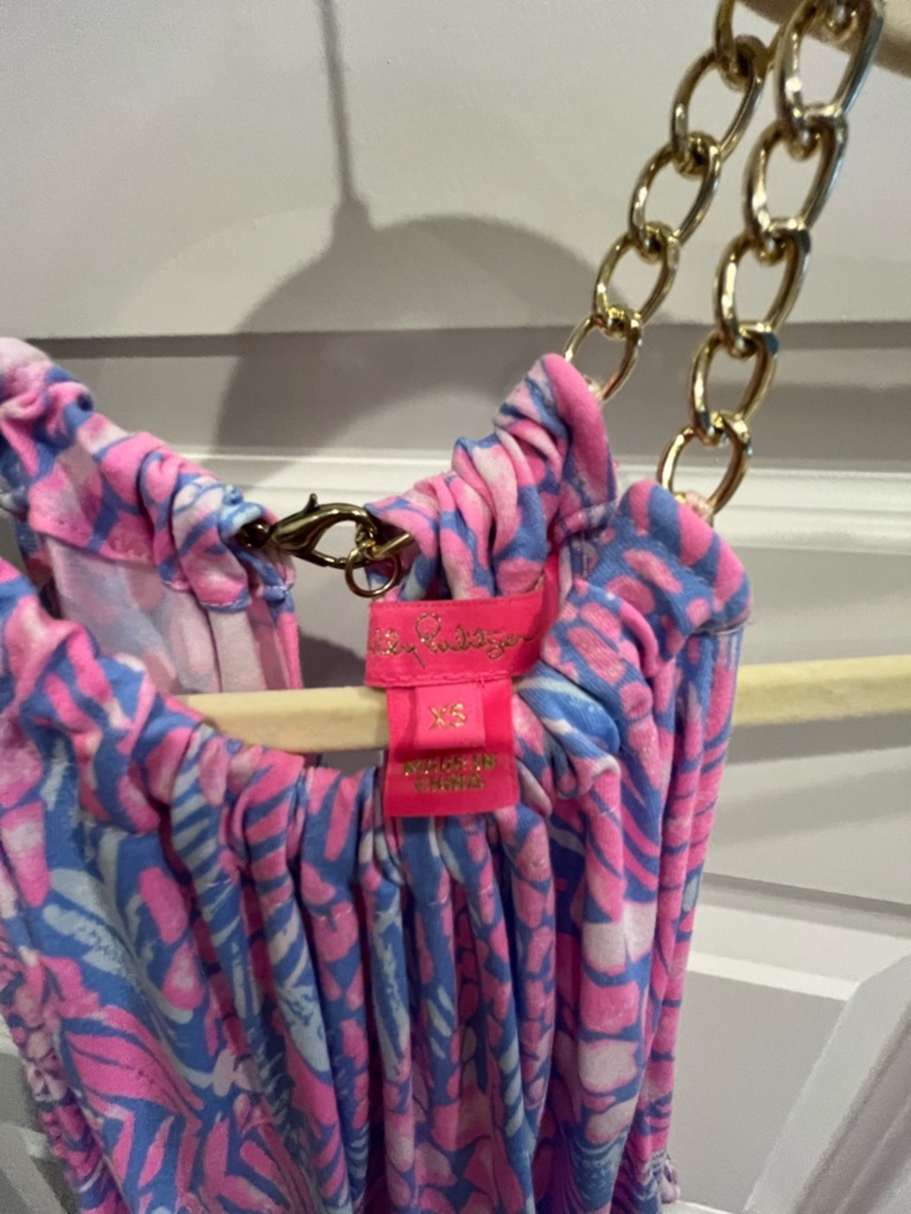 Like New Lilly Pulitzer Gold Chain Halter Neck Jumpsuit with Elastic Waist - Picture 9 of 9